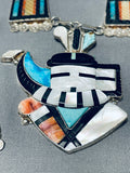 One Of The Best Vintage Native American Zuni Turquoise Sterling Silver Inlay Necklace-Nativo Arts