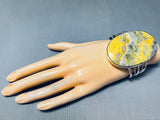 One Of The Best Native American Navajo Honey Bee Jasper Sterling Silver Bracelet-Nativo Arts