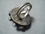 Unique Vintage Native American Navajo Bisbee Turquoise Sterling Silver Ring-Nativo Arts