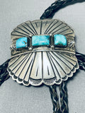 Important Vic Hicks Vintage Native American Navajo Turquoise Sterling Silver Bolo Tie-Nativo Arts