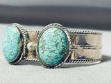 Double Carico Lake Turquoise Vintage Native American Navajo Sterling Silver Bracelet-Nativo Arts