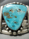 Opulent Vintage Native American Navajo Huge Turquoise Sterling Silver Bracelet Old-Nativo Arts