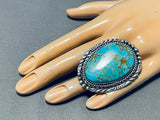 Monstrous Native American Navajo #8 Turquoise Sterling Silver Heavy Ring-Nativo Arts