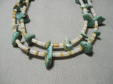 Rare Early Hand Drilled Heishi Vintage Native American Navajo Turquoise Sterling Silver Necklace-Nativo Arts