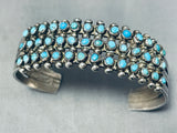 Very Old Vintage Native American Zuni Turquoise Eye Sterling Silver Bracelet-Nativo Arts