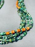One Of The Finest Native American Navajo Signed Sterling Silver Green Turquoise Necklace-Nativo Arts