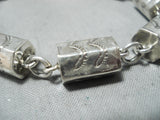 Fascinating Vintage Navajo Native American Sterling Silver Link Bracelet-Nativo Arts