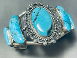 Important Vintage Native American Navajo Blue Diamond Turquoise Sterling Silver Bracelet-Nativo Arts