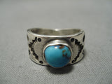 Important Native American Navajo Jeanette Dale Bisbee Turquoise Sterling Silver Ring-Nativo Arts