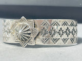 Exquisite Native American Navajo Sterling Silver Star Signed Bracelet-Nativo Arts