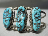 Incredible Vintage Native American Navajo Old Kingman Turquoise Sterling Silver Bracelet Old-Nativo Arts