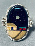Important Top 5 Native American Navajo Inlay Artists Native American Navajo Turquoise Sterling Silver Ring-Nativo Arts