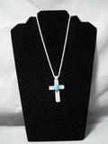 Native American Important Jeanette Dale Turquoise Cross Sterling Silver Necklace-Nativo Arts