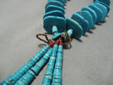 Very Long!! Vintage Native American Navajo Turquoise Disced Shell Necklace Old-Nativo Arts