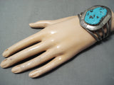 Incredible Vintage Native American Navajo Sleeping Beauty Turquoise Sterling Silver Bracelet-Nativo Arts