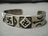 Thick And Sturdy!! Vintage Native American Navajo Whilring Logs Sterling Silver Ingot Bracelet-Nativo Arts