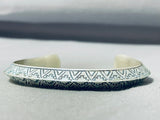 One Of The Most Detailed Vintage Native American Navajo Sterling Silver Bracelet-Nativo Arts