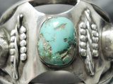 Unique Silver Works Vintage Native American Navajo Turquoise Sterling Bracelet Old-Nativo Arts