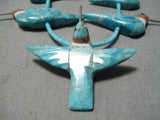 One Of The Best Vintage Santo Domingo Native American Navajo Turquoise Hummingbord Necklace-Nativo Arts