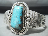 Stunning Vintage Native American Navajo Blue Diamond Turquoise Sterling Silver Bracelet-Nativo Arts