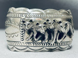 Wolfpack Native American Navajo Sterling Silver Highly Detailed Bracelet Cuff-Nativo Arts