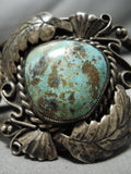 Native American Early 1900's Vintage Navajo Royston Turquoise Sterling Silver Bracelet Old-Nativo Arts