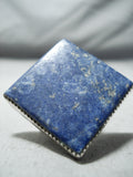Huge San Felipe Lapis Square Sterling Silver Ring Native American-Nativo Arts