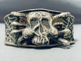 170 Gram Vintage Native American Navajo Skullbones Sterling Silver Bracelet Cuff-Nativo Arts