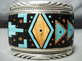 One Of The Best Vintage Native American Navajo Turquoise Inlay Sterling Silver Bracelet-Nativo Arts