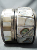 One Of The Best Vintage Native American Navajo Turquoise Pearl Sterling Silver Inlay Bracelet-Nativo Arts