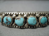 Astounding Vintage Native American Navajo Graduating Turquoise Sterling Silver Bracelet Old-Nativo Arts