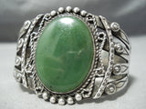 Early Heavy Vintage Native American Navajo Green Turquoise Sterling Silver Bracelet Old-Nativo Arts