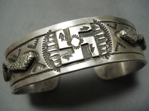 Rare Vintage Native American Navajo Whirling Logs Snake Sterling Silver Bracelet-Nativo Arts