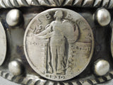 Heavy Thick Sturdy Native American Navajo Sterling Silver Coin Bracelet Cuff-Nativo Arts