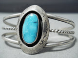 Unique Vintage Native American Navajo Old Kingman Turquoise Sterling Silver Shadowbox Bracelet-Nativo Arts