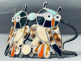 Native American Best Vintage Navajo Huge Museum Owl Turquoise Sterling Silver Bracelet-Nativo Arts