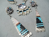 Astonishing Vintage Native American Zuni Turquoise Sterling Silver Necklace & Earring Set Old-Nativo Arts