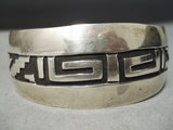 Wider Hand Tooled Vintage Native American Navajo Sterling Silver Bracelet Cuff Old-Nativo Arts