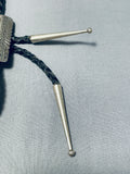 Detailed Vintage Native American Navajo Turquoise Leaf Sterling Silver Bolo Tie-Nativo Arts