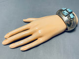 Rare Turquoise Mine Vintage Native American Navajo Sterling Silver Bracelet Cuff-Nativo Arts