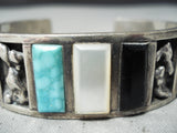 Native American Very Rare Vintage Navajo Carico Lake Turquoise Sterling Silver Bracelet-Nativo Arts