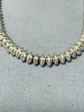 Native American Sturdy Vintage Santo Domingo Thick Sterling Silver Necklace-Nativo Arts