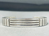 Johnny Nez Vintage Native American Navajo Sterling Silver Thick Bracelet-Nativo Arts