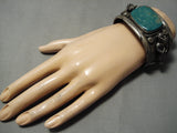 One Of Best Vintage Native American Navajo Turquoise Kachina Sterling Silver Bracelet Old-Nativo Arts