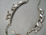 Rare Vintage Native American Navajo Betsoi Family Sterling Silver Turquoise Necklace-Nativo Arts