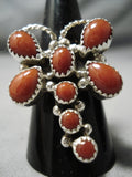 Incredible Zuni Coral Sterling Silver Butterfly Ring Native American-Nativo Arts