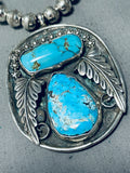 Very Important Singer Vintage Native American Navajo Turquoise Sterling Silver Tube Necklace-Nativo Arts
