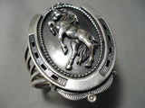 Bucking Horse Native American Navajo Sterling Silver Nativew American Bracelet Cuff-Nativo Arts