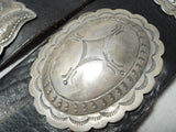 Early Heavy Vintage Native American Navajo Hand Tooled Sterling Silver Concho Belt Old-Nativo Arts
