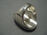 Tremendous Men's Native American Navajo Turquoise Inlay Sterling Silver Ring-Nativo Arts
